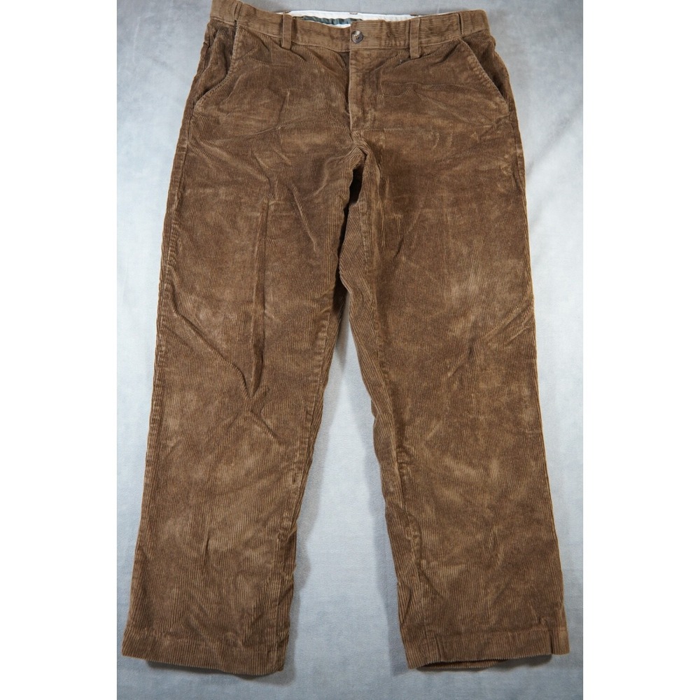 LL Bean Mens Corduroy Pants 36x32 Comfort Waist Brown Stretch
